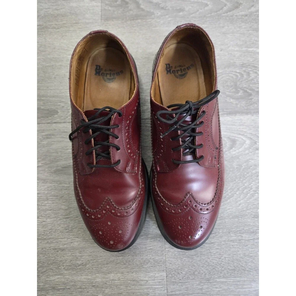 Dr Martens Mens Sz 10 Bordeaux Cherry Red Wingtip  Oxford Brogue Lace Up Shoes